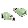 Delock M12 X-kódolt adapter 8 tűs anya - RJ45 anya Cat.5e beszerelő mélyedéssel, 90 -ban hajlított, zöld színű