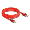 Delock Mini DisplayPort - DisplayPort-kábel 8K 60 Hz 3 m piros fém retesz nélküli