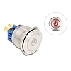 Delock Nyomógomb beszereléshez 25 mm 6 x forrasztási csatlakozó LED piros bekapcsolási szimbólummal + gyűrű