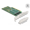 Delock PCI Express 4.0 x16 kártya - 4 x belső NVMe M.2 Key M 110 mm - elágazás - alacsony profilú formatényező (90090)