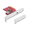 Delock PCI Express x4 Kártya - 1 x külső USB 10 Gbps USB Type-C hüvely + 1 x belső A-típusú USB 10 Gbps hüvely - alacsony profilú