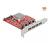 Delock PCI Express x4 Kártya - 4 x külső SuperSpeed USB 10 Gbps (USB 3.2 Gen 2) USB A-típusú hüvely (90481)