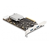 Delock PCI Express x8 kártya 2 x USB 20 Gbps USB Type-C anya és 2 x A-típusú USB 5 Gbps anyával - Quad Channel
