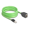 Delock RJ45 hálózat bővítő kábel Cat.6A apa - anya SF/UTP alkalmas kábelvezető láncokhoz PUR (TPU) 5 m zöld