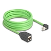 Delock RJ45 hálózat bővítő kábel Cat.6A apa lefelé néző csatlakozódugóval - anya SF/UTP alkalmas kábelvezető láncokhoz PUR (TPU) 5 m zöld