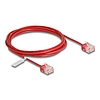 Delock RJ45 hálózati kábel Cat.6 UTP ultravékony 2 m piros rövid csatlakoztatókkal
