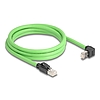 Delock RJ45 hálózati kábel Cat.6A apa - apa felfelé néző csatlakozódugóval SF/UTP alkalmas kábelvezető láncokhoz PUR (TPU) 2 m zöld