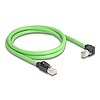 Delock RJ45 hálózati kábel Cat.6A apa - apa lefelé néző csatlakozódugóval SF/UTP alkalmas kábelvezető láncokhoz PUR (TPU) 1 m zöld