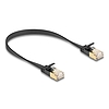 Delock RJ45 hálózati kábel Cat.6A apa - apa robosztus csatlakozóval és Cat.7 nyers lapos kábellel U/FTP 0,3 m, fekete