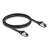 Delock RJ45 hálózati kábel Cat.6A apa - apa S/FTP fekete 1 m - Cat.7 nyers kábellel, mely alkalmas bel- és kültéri használatra