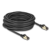 Delock RJ45 hálózati kábel Cat.6A apa - apa S/FTP fekete 10 m - Cat.7 nyers kábellel, mely alkalmas bel- és kültéri használatra