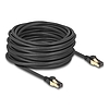 Delock RJ45 hálózati kábel Cat.6A apa - apa S/FTP fekete 15 m - Cat.7 nyers kábellel, mely alkalmas bel- és kültéri használatra
