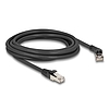 Delock RJ45 hálózati kábel Cat.6A S/FTP 45 -ben jobbra hajlított apa egyenes apa 3 m fekete