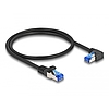 Delock RJ45 hálózati kábel Cat.6A S/FTP egyenes / jobbra hajló 0,5 m fekete