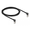 Delock RJ45 hálózati kábel Cat.6A S/FTP vékony 90 fokban felfelé / felfelé hajló 2 m fekete