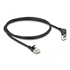 Delock RJ45 hálózati kábel Cat.6A S/FTP vékony 90 fokban felfelé hajló / egyenes 1 m fekete