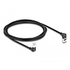 Delock RJ45 hálózati kábel Cat.6A S/FTP vékony 90 fokban felfelé / lefelé hajló 2 m fekete