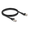 Delock RJ45 hálózati kábel Cat.8.1 S/FTP 45 -ben balra hajlított apa egyenes apa, akár 40 Gbps, 1 m, fekete