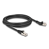 Delock RJ45 hálózati kábel Cat.8.1 S/FTP 45 -ben balra hajlított apa egyenes apa, akár 40 Gbps, 2 m, fekete