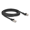 Delock RJ45 hálózati kábel Cat.8.1 S/FTP 45 -ben balra hajlított apa egyenes apa, akár 40 Gbps, 3 m, fekete