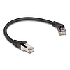Delock RJ45 hálózati kábel Cat.8.1 S/FTP 45 -ben jobbra hajlított apa egyenes apa, akár 40 Gbps, 0,25 m, fekete
