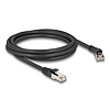 Delock RJ45 hálózati kábel Cat.8.1 S/FTP 45 -ben jobbra hajlított apa egyenes apa, akár 40 Gbps, 2 m, fekete