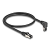 Delock RJ45 hálózati kábel Cat.8.1 S/FTP 90 fokban felfelé hajló / egyenes 0,5 m fekete
