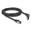 Delock RJ45 hálózati kábel Cat.8.1 S/FTP 90 fokban felfelé hajló / egyenes 2 m fekete