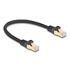 Delock RJ45 hálózati kábel fonott borítással Cat.6A S/FTP apa - apa 0,25 m fekete