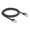 Delock RJ45 hálózati kábel fonott borítással Cat.6A S/FTP apa - apa 2 m fekete