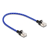 Delock RJ45 hálózati kábel fonott borítással Cat.6A U/FTP Slim, 0,3 m, kék