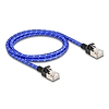 Delock RJ45 hálózati kábel fonott borítással Cat.6A U/FTP Slim, 1 m, kék
