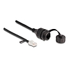 Delock RJ45 kábel apa - RJ45 anya beépített fedélsapkával Cat.5e FTP IP68 por és vízmentességért fekete, 25 cm