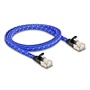 Delock RJ45 lapos hálózati kábel fonott borítással Cat.6A U/FTP 1 m, kék