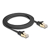 Delock RJ45 lapos hálózati kábel fonott borítással Cat.6A U/FTP apa - apa 2 m fekete