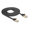 Delock RJ45 lapos hálózati kábel fonott borítással Cat.6A U/FTP apa - apa 5 m fekete