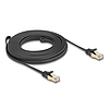 Delock RJ45 lapos hálózati kábel fonott borítással Cat.6A U/FTP apa - apa 7,5 m fekete