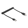 Delock tekercselt kábel EASY-USB 2.0 Type-A apa USB Type-B apa 0,5 m - 0,8 m fekete