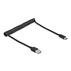 Delock tekercselt kábel EASY-USB 2.0 Type-A apa USB Type-C apa 0,5 m - 0,8 m fekete