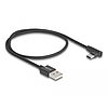 Delock USB 2.0 kábel A-típusú csatlakozódugó - USB Type-C csatlakozódugó, ívelt, 0,5 m, fekete