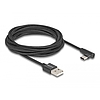 Delock USB 2.0 kábel A-típusú csatlakozódugó - USB Type-C csatlakozódugó, ívelt, 3 m, fekete