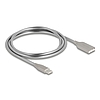 Delock USB 2.0 kábel fém köpennyel USB Type-A dugasz USB Type-C dugóhoz PD 3.0 60 W 1 m ezüst