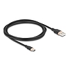 Delock USB 2.0 kábel USB A-típusú dugó - USB Type-C dugó 2,5 m fekete Szilikon