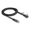 Delock USB 2.0 Laposkábel USB Type-C apa - USB Type-C apa USB Type-C apa hajlított PD 3.0 60 W 1 m fekete