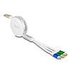 Delock USB 3 az 1-ben visszahúzható töltőkábel A-típusú USB - Micro USB / 2 x USB Type-C gyorstöltővel, fehér