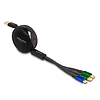 Delock USB 3 az 1-ben visszahúzható töltőkábel Micro USB-hez / 2 x USB Type-C gyorstöltéssel, fekete
