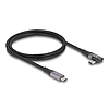 Delock USB 40 Gbps Kábel, ívelt bal / jobb, USB PD 3.1 Extended Power Range 240 W 1 m