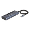 Delock USB 5 Gbps hub 7 USB Type-C porttal és kapcsolóval, melyből 6 adatport és egy adat és 20 Wattos PD port