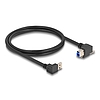 Delock USB 5 Gbps kábel A-típusú USB apa 90 -ban lefelé hajlított B-típusú USB apa csavarral 90 -ban jobbra hajlított 1 m fekete