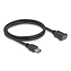 Delock USB 5 Gbps kábel A-típusú USB apa A-típusú USB anya installációhoz 1 m, fekete